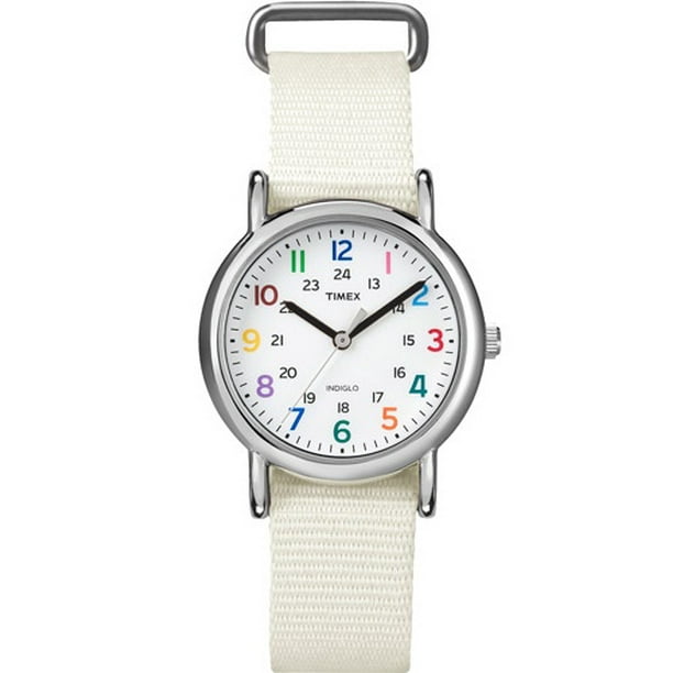 Timex Timex T2N837 Womens Weekender White Fabric Strap Indiglo Watch