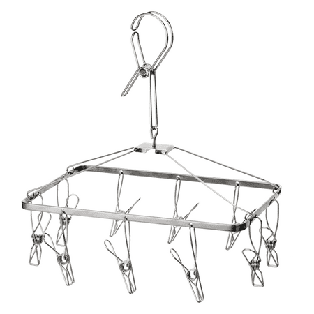 

YBM Home Underwear Drying Rack with 10 Clips to Dry Towels Bras Socks Baby Clothes Lingerie and Linens - Stainless Steel Laundry Hanging Rack Collapsible for Storage ss12075