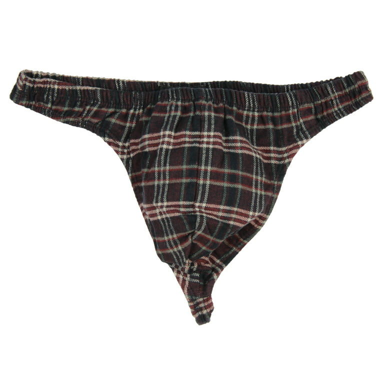 INTIMO Mens Flannel Thong, Brown, Small
