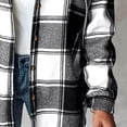 thumbnail image 4 of Women's Plaid Shacket Lightweight Fleece Lined Hooded Jacket Long Sleeve Button Up Winter Coat with Pockets, 4 of 6