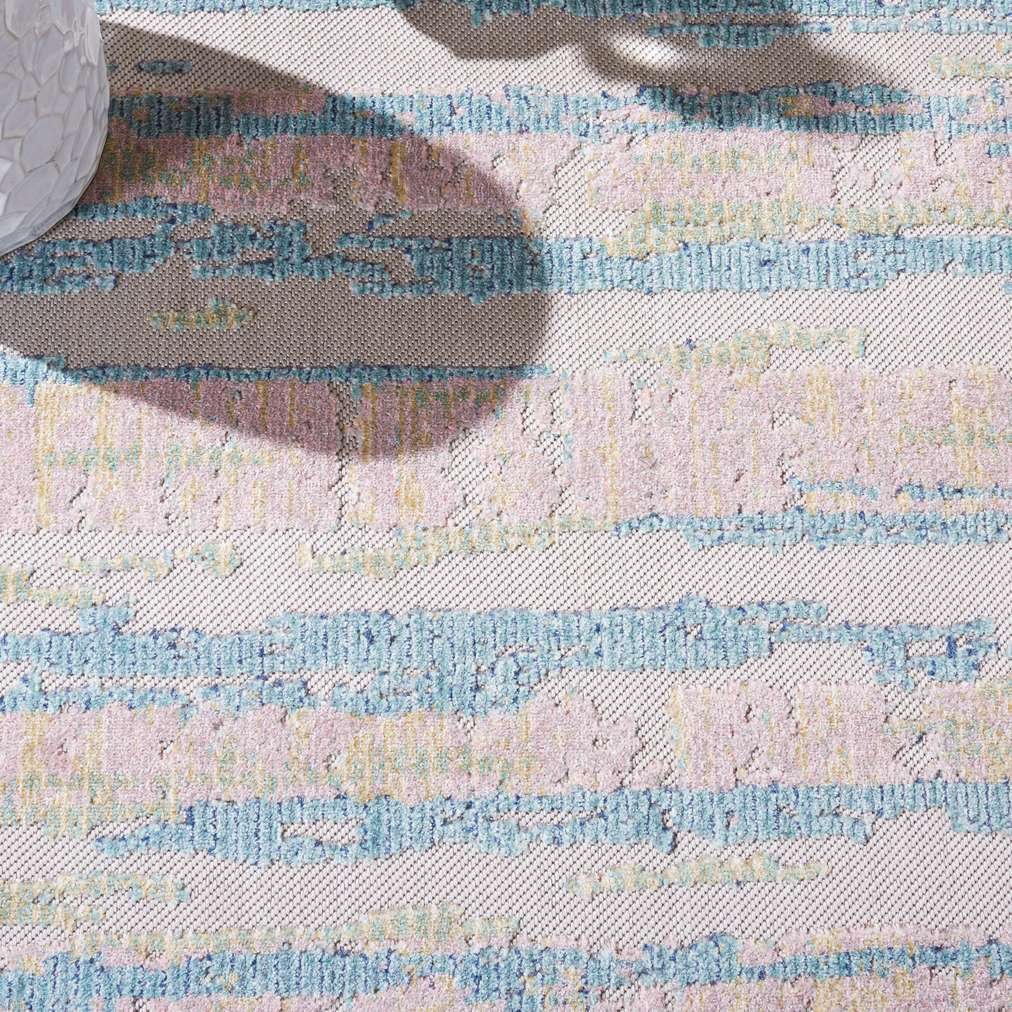 Safavieh  Cabana Maybritt Indoor/ Outdoor Boho Rug 5'3" x 7'6" - Aqua/Pink