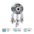 thumbnail image 2 of 925 Sterling Silver Charm for Bracelets Feather Dreamcather Dangle Charm Women Bracelet Charm, 2 of 6