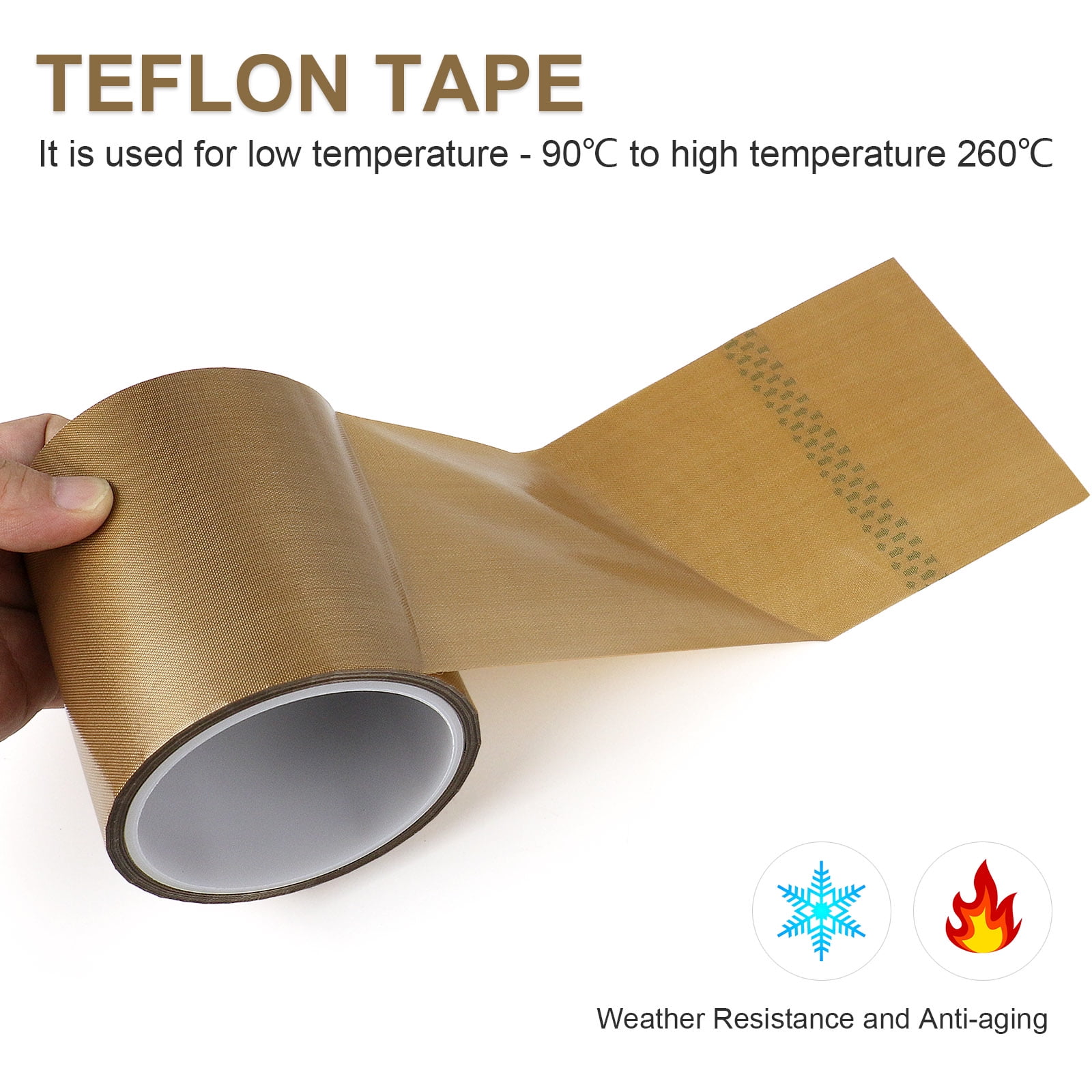 BOMEI PACK Teflone PTFE Glass Cloth Tape, 4-inch x 33 Feet ,High Temperature PTFE Tape for Vacuum Sealer Machine, Hand Impulse Sealers Insulation PTFE Coated Fiberglass Adhesive Tape