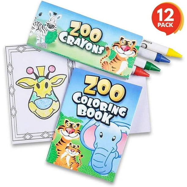 Download Artcreativity Zoo Animal Mini Coloring Book Kit 12 Sets Each Set Includes 1 Small Color Book