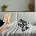 thumbnail image 3 of Viking Soft Flannel Fleece Throw Blanket, Hand Drawn Ship on Whirlpool Look Waves Greyscale Design Print, Cozy Plush for Indoor and Outdoor Use, 60" x 80", Pale Grey Charcoal Grey, by Ambesonne, 3 of 5