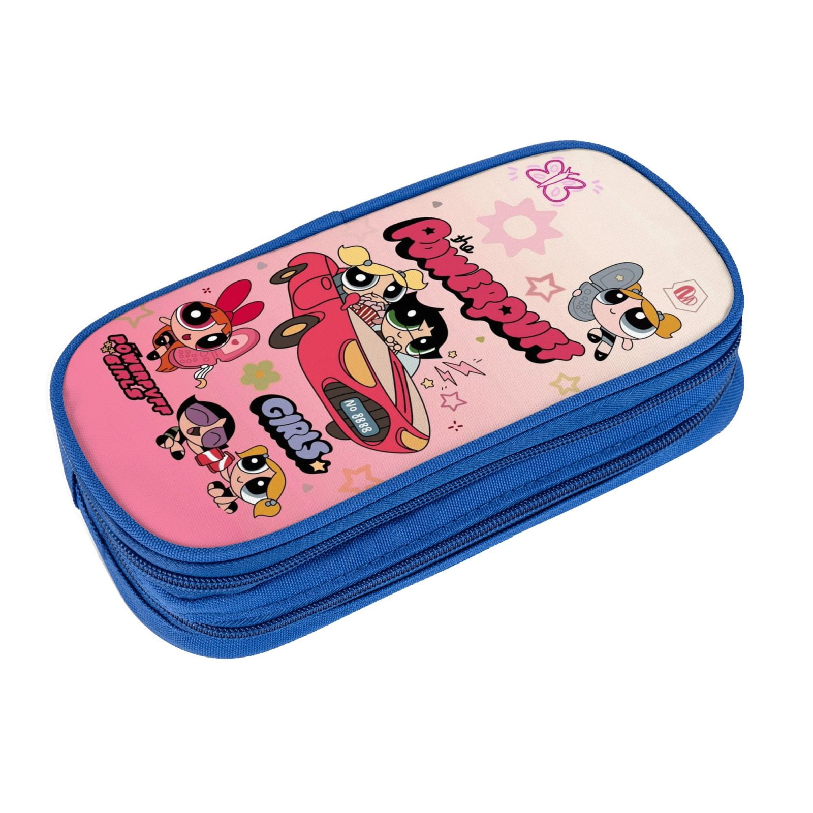 The Powerpuff Gi-rls Pencil Case Large Capacity Pencil Pouch Penbag Office Stationery Organizer Travel Makeup Bag Blue