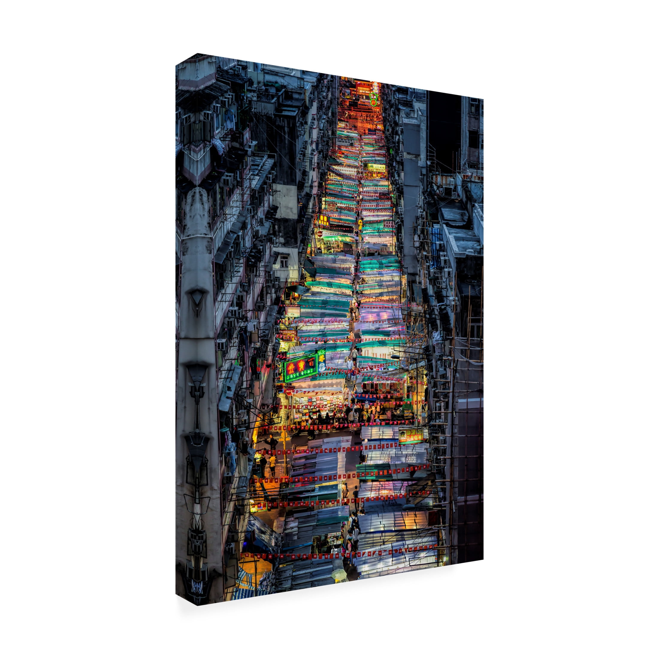 Canvas Wall Art - Fahad Abdualhameid 'Night Market' Wall Art for Living Room, Bedroom, or Office Décor by Trademark Fine Art - 22 x 32 Inches