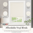 thumbnail image 4 of PowerSellerUSA 1" Slats Cordless Window Blinds, 64L x 52W Inches Solid Pattern Light Filtering Vinyl Indoor-Outside Ceiling Mount Mini Blind, Manual Cordless Rollup Window Privacy Blinds, Alabaster, 4 of 9