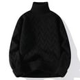 thumbnail image 2 of successthop Mens Turtleneck Sweater Cable Knit Long Sleeve Clothes Chunky Fall Winter Pullover Knitwear Solid Top Black, 2 of 4