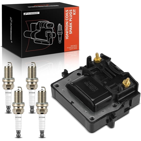 A-Premium 1x Ignition Coil Pack and 4x Iridium Spark Plugs Compatible with Toyota Corolla/Tacoma 1995-1997, 4Runner 1996, Celica 1996-1997, T100 1994-1997 & Geo Prizm 1995-1997, 1.6L 1.8L 2.4L 2.7L