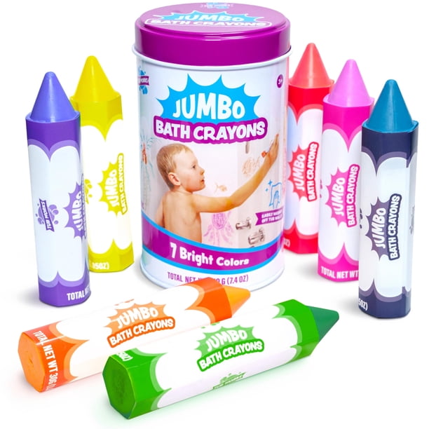 Tub Works Smooth Jumbo Bath Crayons Juguete de baño | Crayones de baño lavables no tóxicos para niños pequeños y niños | Fórmula única que se dibuja suavemente y vívidamente en las paredes de la bañer