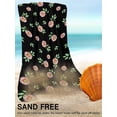 thumbnail image 7 of Beach Towels Quick Dry Absorbent Towels Floral Leaves on Black Background Sand Free Beach Towel for Pool Swimming Travel Vacation, Retro Pink Flowers Swim Towels, 7 of 7