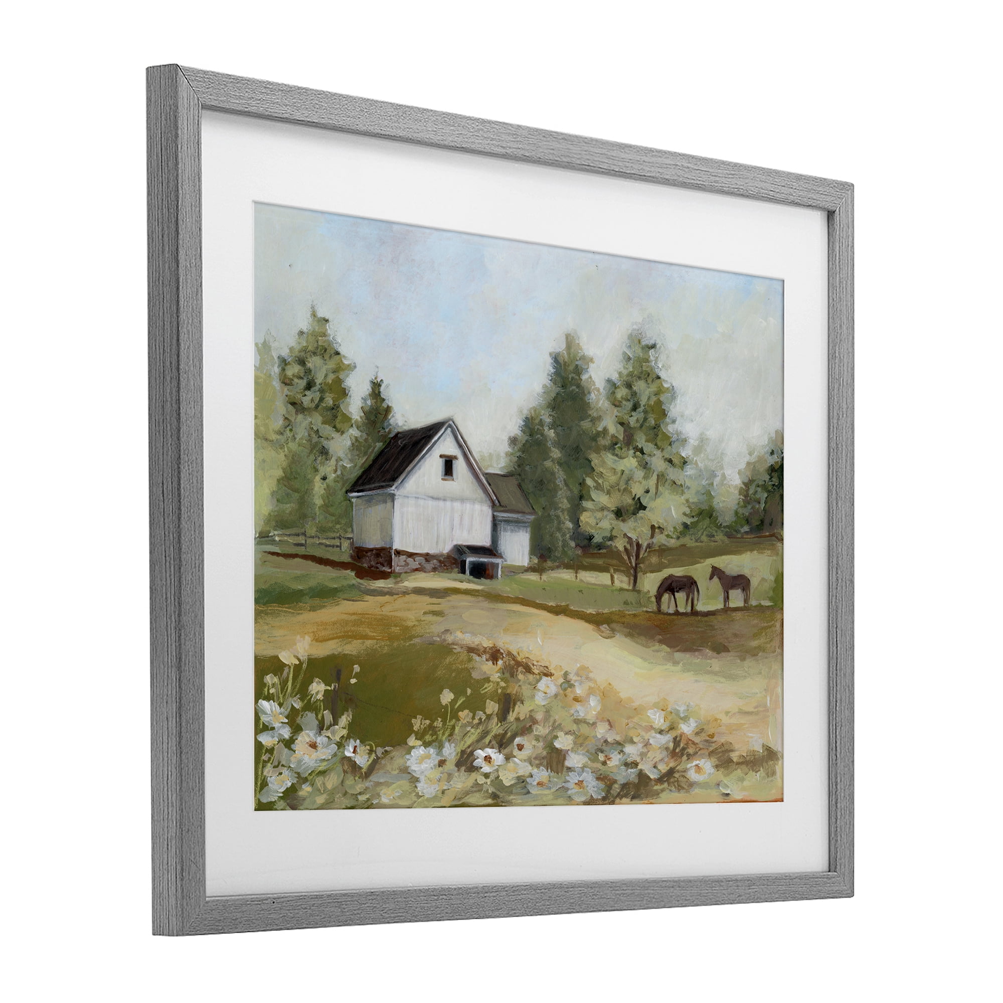Stupell Industries Barn Field Landscape Gray Framed Print Under Glass, design by Susan Winget