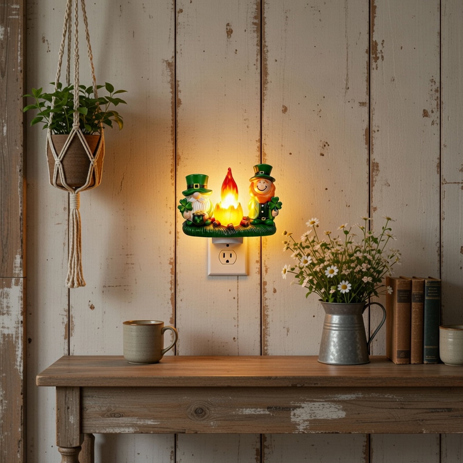 St Patrick Night Light Plug into Wall, Acrylic Irish St Patrick Day Night Light Decorative for Bedroom, Bathroom, Living Room and Hallway, Holiday Lamp by C7 LED Bulb (Gnome)