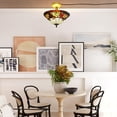 thumbnail image 7 of Kiven 13.8in Plug-in Flush Mount Ceiling Light Fixture, 3-Light Anti Glare Close to Ceiling Light with 15FT Cord, Tiffany-Style Glass Chandelier Dimmable for Bedroom Kitchen Hallway(No.3198), 7 of 7