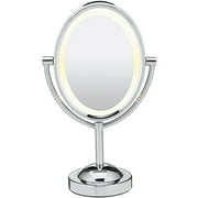 Angle View: Conair 1x/7x Magnification Double-Sided Lighted Oval Mirror
