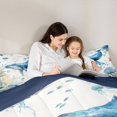 thumbnail image 4 of Castle Fairy Gentle Watercolor Humpback Whale Full Size Comforter Sets 3-Piece,Coral Jellyfish Tropical Ocean Graphic Bedding Comforter Set,Azure White,Reversible,1 Comforter and 2 Pillowcases, 4 of 6