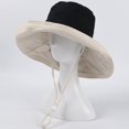 thumbnail image 5 of Blue green light Sombrero de cubo de ala ancha grande de verano para mujer, gorra de pescador de playa plegable con protección solar Reversible de Color contrastante con correa pa, 5 of 5
