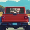 thumbnail image 4 of SEANATIVE Truck Rear Window Decal Removable Patriotic Decoration See Through Full Cover Graphic Sticker for Pickup Back Window, 66.9 x 22.4 Inch, Cartoon Deer American Flag Tree, 4 of 7