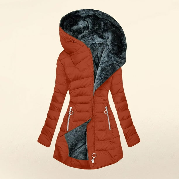 Chaquetas y abrigos casuales con capucha de manga larga para mujer Chaqueta acolchada de moda con capucha de manga larga de color sólido para mujer Parte superior de poliéster para mujer