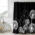 thumbnail image 6 of Polyester Fabric White Dandelion Shower Curtain, Spring Flowers Botanical Vintage Black Waterproof Bathtub Curtain Bathroom Decor Set with Hooks 36 x 72 Inches, 6 of 6
