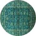 thumbnail image 1 of Ahgly Company Indoor Round Oriental Turquoise Blue Industrial Area Rugs, 7' Round, 1 of 4