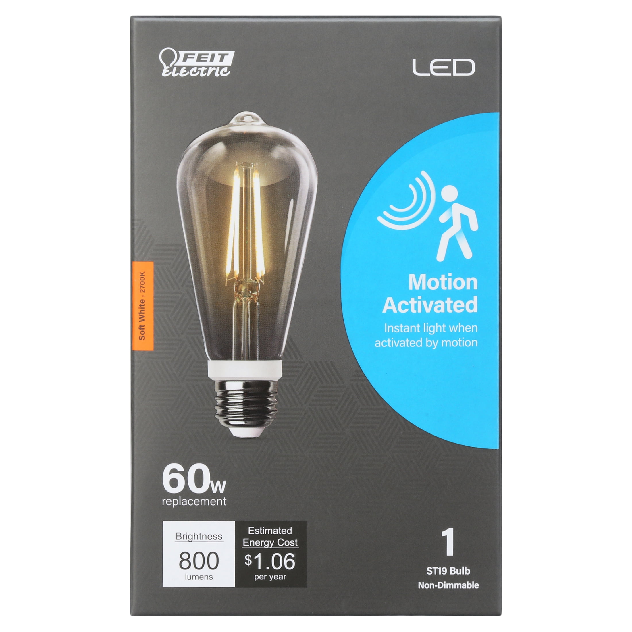 Feit Electric Intellibulb LED 8.8 Watts (60W Eq.) Soft White Motion Sensor Light Bulb, ST19, Med. Base, Non-Dimmable
