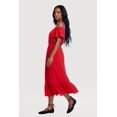 thumbnail image 2 of Women's Ruffle Hem Off The Shoulder Midi Dress with Faux Buttons, 2 of 3
