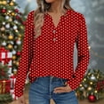 thumbnail image 3 of Besolor Women's Long Sleeve Shirts Trendy Polka Dots V Neck Button Tunic Tops Going out Dressy Blouses, 3 of 8