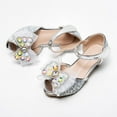 thumbnail image 4 of Gubotare Girls Dress Shoes Sandal Girls Low Heeled Dress Shoes Bows Low Heel Princess Flower Wedding Party for Toddler Girls (Silver,Big Kids 3), 4 of 6