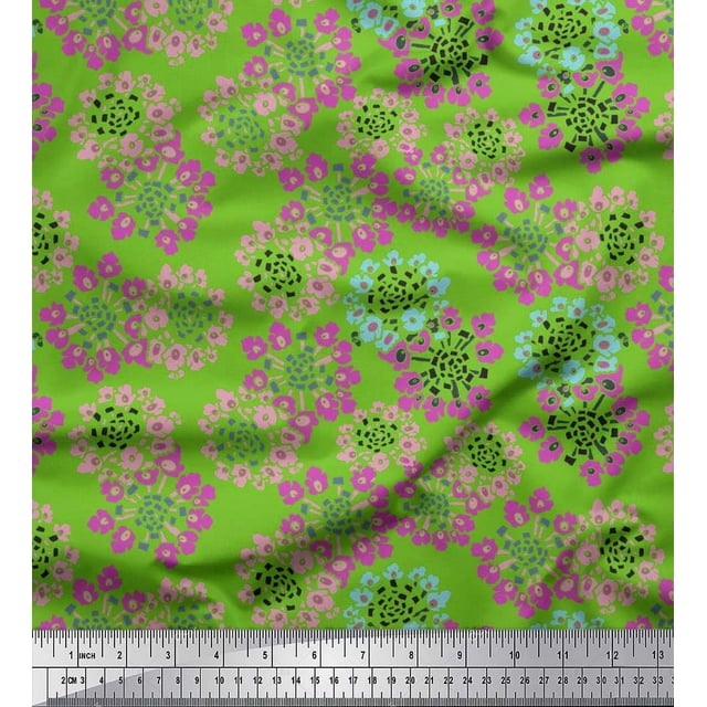 Soimoi polyester Crepe Fabric Flower Artistic Printed Craft Fabric by the Yard 42 Inch Wide