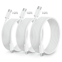 Bkayp USB C to USB C Cable [3 Pack 10ft] Type-C Charger Cord, 3A Fast Charging Cable Compatible with iPhone 16/15, Samsung Galaxy S24/S23/S22/S21, White