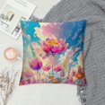 thumbnail image 2 of Creowell Flowers Sky Clouds Square Pillow Cover Case for Cushions Sofa Bed Outdoor Decoration 1PC 24x24in, 2 of 5