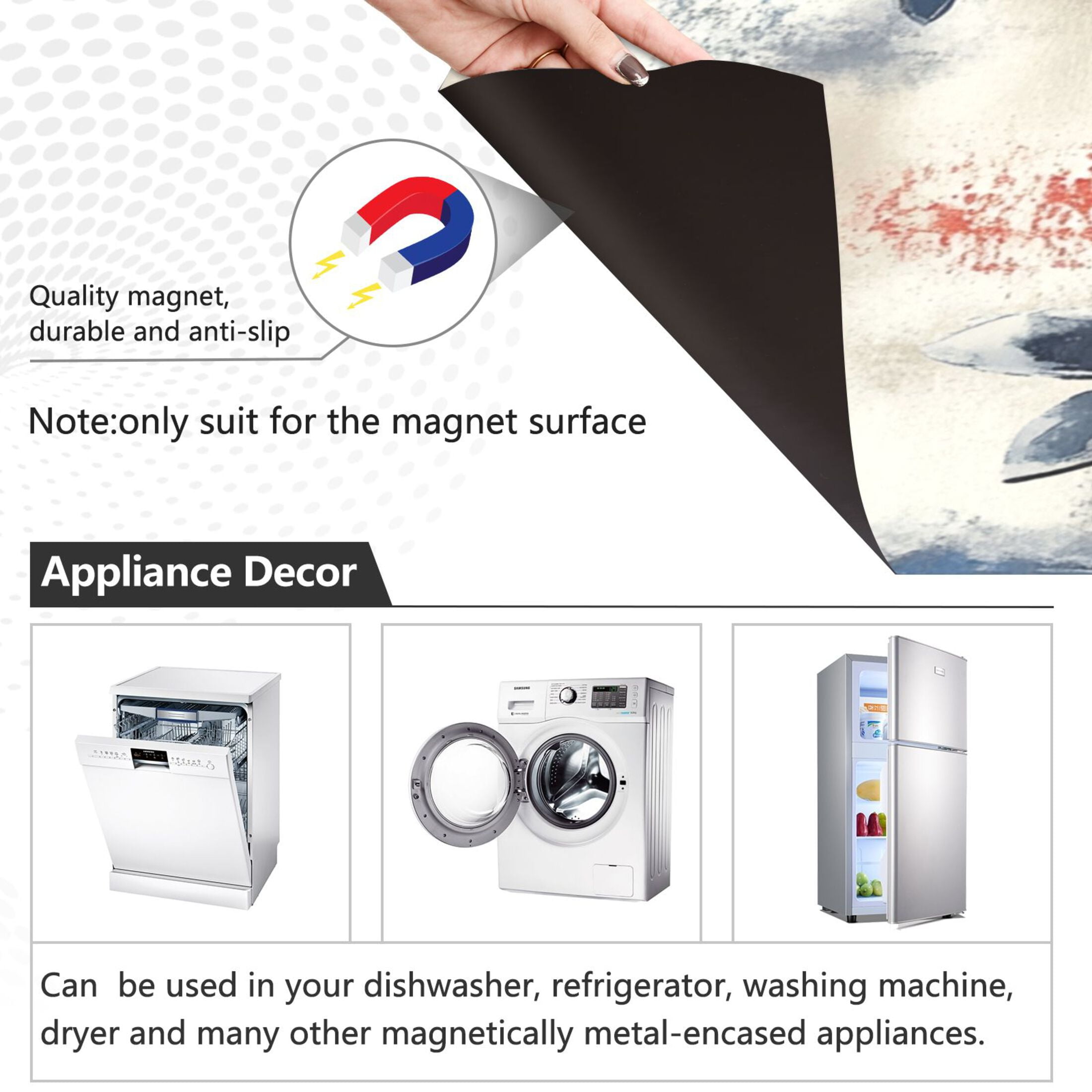 Dishwasher Magnetic Sticker 23x26 Inch Refrigerator Magnetic Sticker Washing Machine Magnetic Sticker Kitchen Panel Magnetic Sticker Home Decor Red and Blue Cartoon Flowers