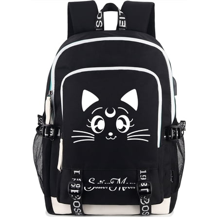 Roffatide Anime Sailor Moon Luminous Backpack Laptop Backpack with USB Charging Port And Headphone Port