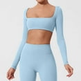 thumbnail image 2 of Chaqueta de yoga para mujer - Manga larga con almohadilla en el pecho - Camiseta ajustada y corta para entrenar, 2 of 8