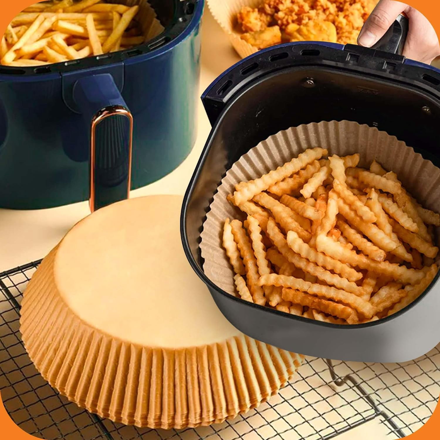 6.5-Inch Round Air Fryer Paper 125pcs Liners for Easy Cleanup - Non-Stick, Heat-Resistant, and Perfect Fit for Hassle-Free Cooking | Bleach-Free Parchment| (6.5 in/16 cm 125pcs)