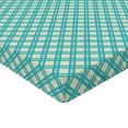 thumbnail image 2 of Ambesonne Geometric Fitted Sheet, Aqua Checked Tile, Queen Size, Turquoise Ivory, 2 of 3
