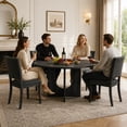 thumbnail image 5 of Leovanni 48inch Round Dining Table Set for 4 Modern Solid Wood 5-Piece Kitchen & Dining Room Set with Upholstered Chairs Pedestal Base, Dark Gray, 5 of 8