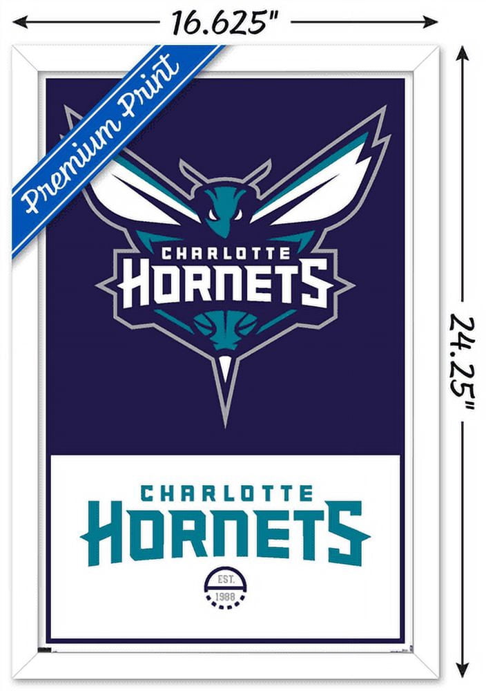 NBA Charlotte Hornets - Logo 21 Wall Poster, 14.725" x 22.375", Framed