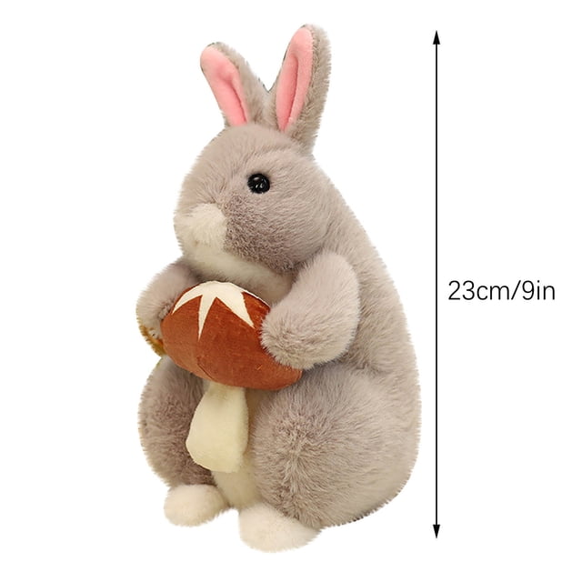C Mushroom Eating Rabbit Plush Toy Harvest Design 9 Inches Tall For Children Play And Gift