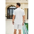 thumbnail image 4 of COOFANDY Men's Two Piece Outfits Sets Linen Shirt Cruise Wear Shirt and Shorts Set, 4 of 10