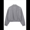 thumbnail image 4 of Chaqueta de Color Liso para Mujer, Chaqueta Corta Informal de , Chaqueta de Larga con Cremallera, Abrigo, Ropa de Abrigo Gris M, 4 of 5