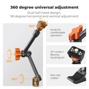 K&F Concept 11 Magic Arm with Super Clamp, Kit with 1/4 & 3/8 Thread Screw, Cold Shoe Clamp Mount for Monitor, LED Light, Webcam, Action Camera