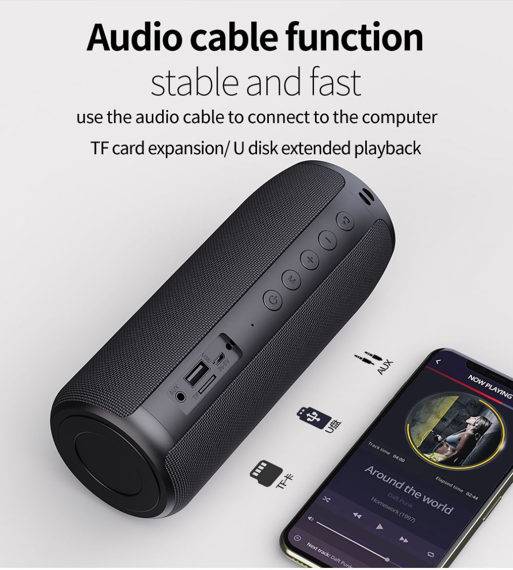 Aursear Waterproof Bluetooth Speaker, Portable Outdoor Wireless Speaker with Loud Stereo Sound, 30H Playtime,Black - image 5 of 9