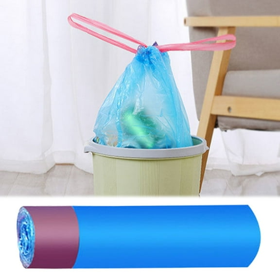 HWHCGZ 10 Gallon Drawstring Garbage Bags, Extra Thick & Strong,Trash Bags - Drawstring small trash Bags for Bathroom, Kitchen, Bedroom, Office, 15Pc (Blue)
