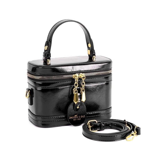 Deago Women's Small Square Box Crossbody Bag Mini Top Handle Tote Shoulder Bag Pouch PU Leather Satchel Purse Handbag with Adjustable Shoulder Strap (Black)