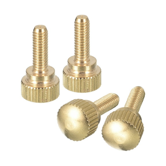M4x12mm Knurled Thumb Screws, 4 Pack Brass Thumb Screws with Shoulder, Brass Tone