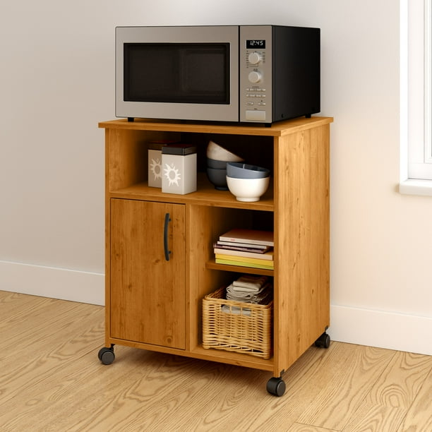 Smart Basics Microwave Cart with Storage on Wheels, Multiple Finishes