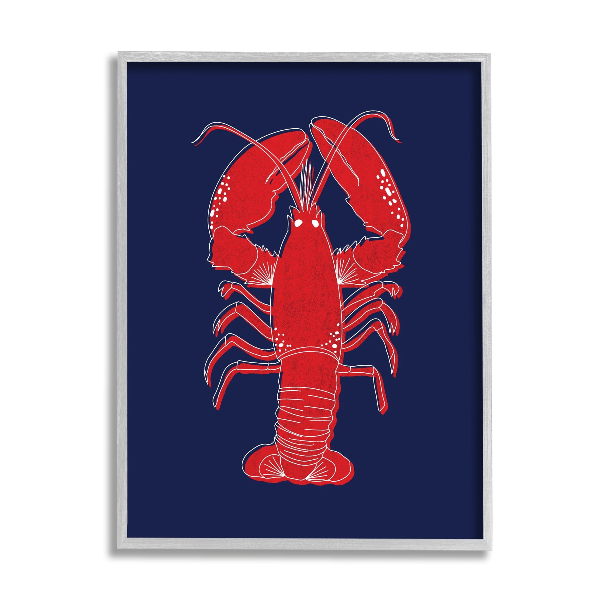 Stupell Industries Juicy Lobster Seafood White Outline Crustacean ,16 x 20, Design by Emily Cromwell